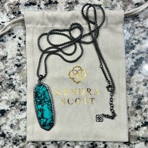 Kendra Scott Variegated Teal Magnesite Necklace in Gunmetal